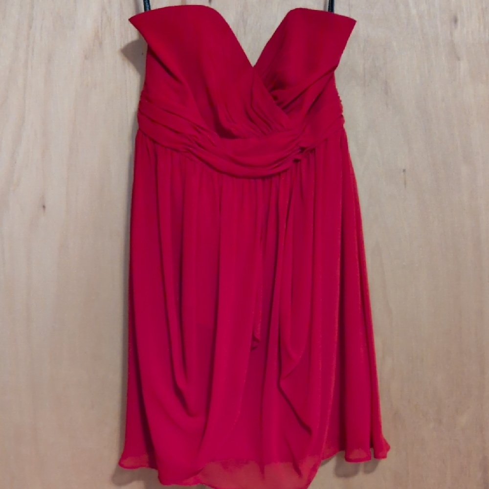 Alfred Angelo Vibrant Red Strapless Valentine Cocktail Dress chiffon